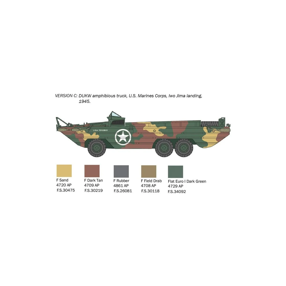 Véhicule DUKW 2 1/2 ton GMC amphibie 1/72 Italeri Italeri I7022 - 6 Véhicule DUKW 2 1/2 ton GMC amphibie 1/72 Italeri Italeri I7022 - 6