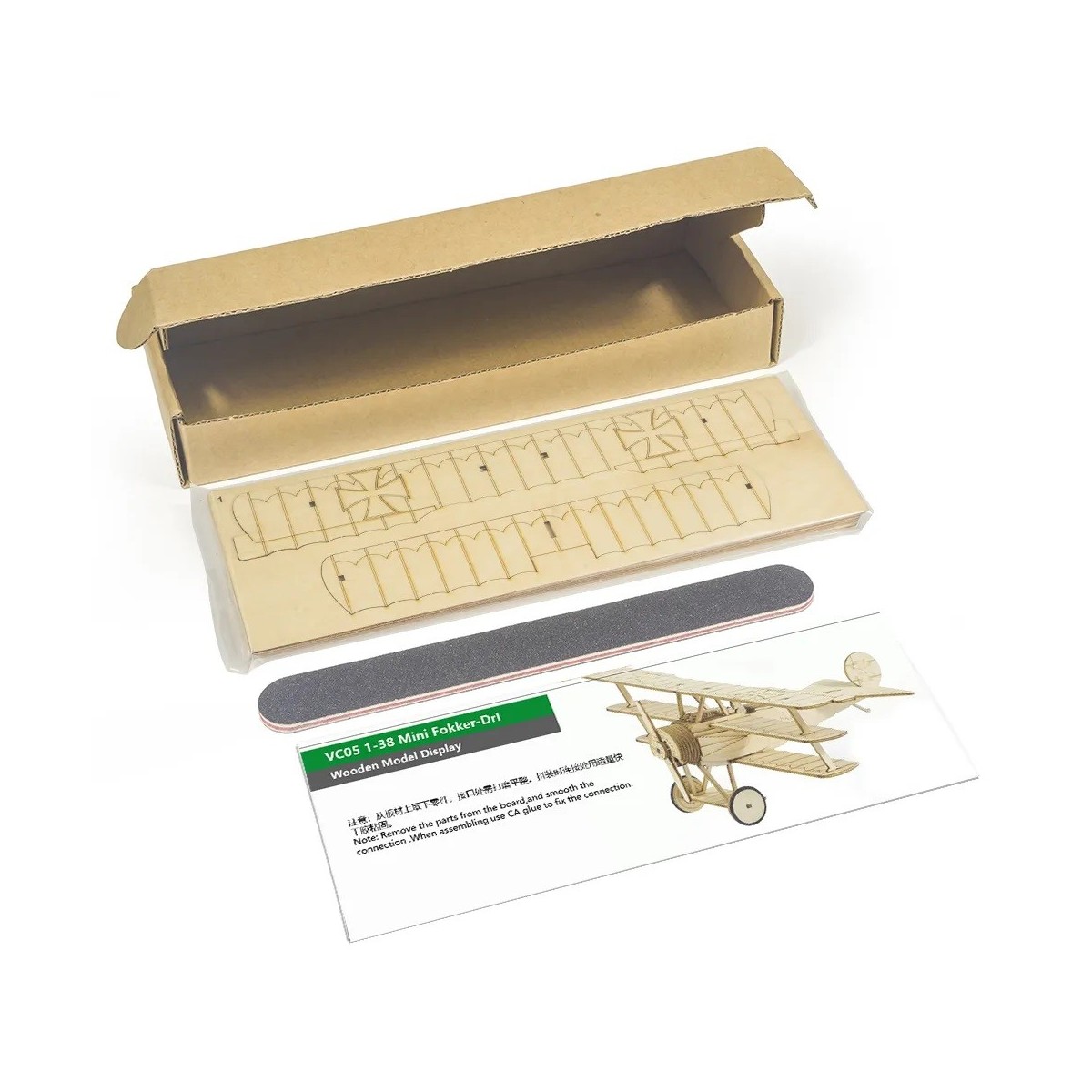 Mini Fokker Dr1 1/38 Wood Laser Cutter, DW Hobby Static Model DW Hobby - Dancing Wings Hobby VC05 - 8