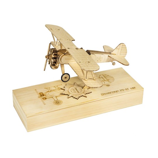VC11-Mini Stearman PT-17 1/52 découpe laser bois, modèle statique DW Hobby