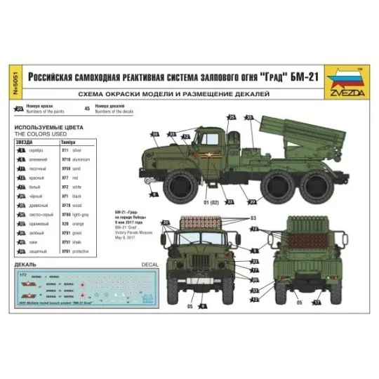 Z5051-Camion Lance Roquettes BM-21 GRAD 1/72 Zvezda