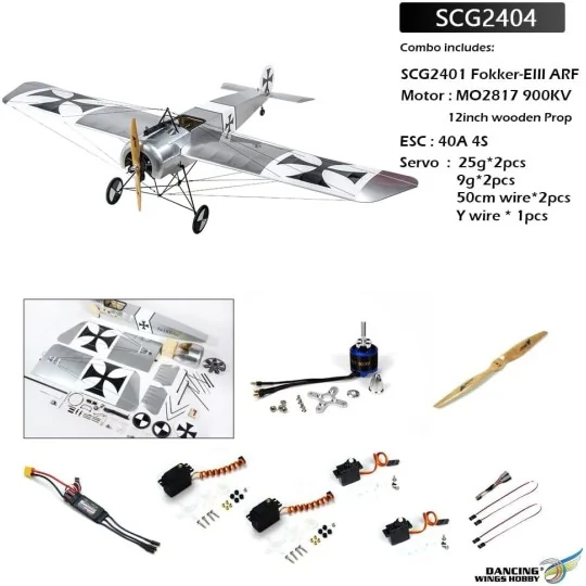 SCG2404-Fokker-E 1.58m 1/6 S24 Kit ARF PNP balsa DW Hobby - SCG2404