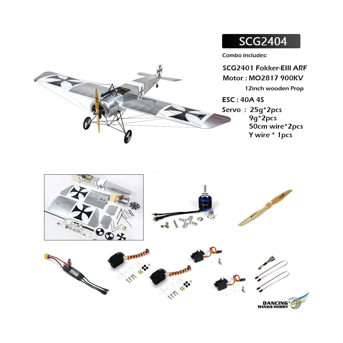 Fokker-E 1.58m 1/6 S24 Kit ARF PNP balsa DW Hobby DW Hobby - Dancing Wings Hobby SCG2404 - 1