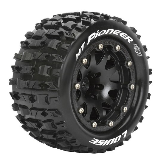 MT-Pioneer Tires + Monster Black Rims 1/10 (x2) Louise RC Louise RC L-T3308SB - 1 L-T3308SB-MT-Pioneer Tires + Monster Black Rims 1/10 (x2) Louise RC - L-T3308SB