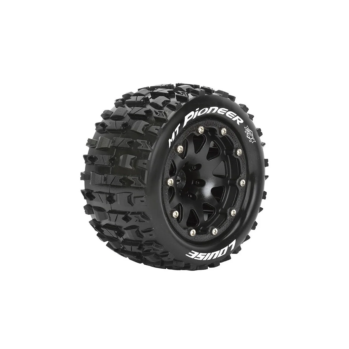 MT-Pioneer Tires + Monster Black Rims 1/10 (x2) Louise RC Louise RC L-T3308SB - 1 MT-Pioneer Tires + Monster Black Rims 1/10 (x2) Louise RC Louise RC L-T3308SB - 1