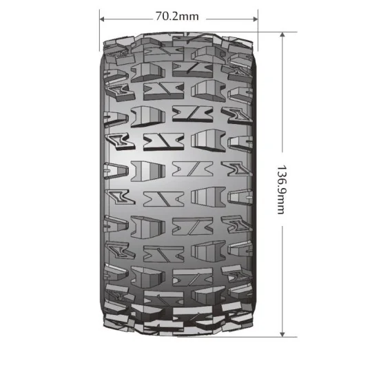 MT-Pioneer Tires + Monster Black Rims 1/10 (x2) Louise RC Louise RC L-T3308SB - 2 L-T3308SB-MT-Pioneer Tires + Monster Black Rims 1/10 (x2) Louise RC - L-T3308SB