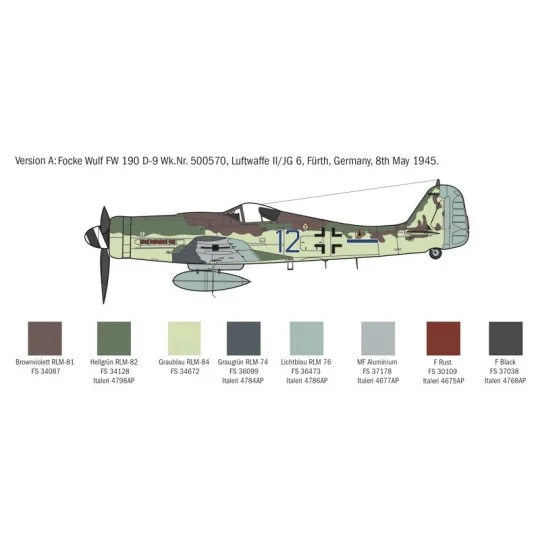 Focke Wulf Fw190 D-9 1/72 Italeri aircraft Italeri I1312 - 4 I1312-Focke Wulf Fw190 D-9 1/72 Italeri aircraft - I1312