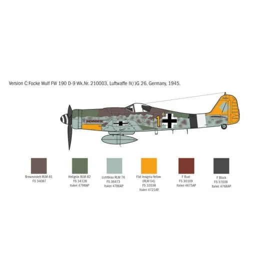 Focke Wulf Fw190 D-9 1/72 Italeri aircraft Italeri I1312 - 6 I1312-Focke Wulf Fw190 D-9 1/72 Italeri aircraft - I1312