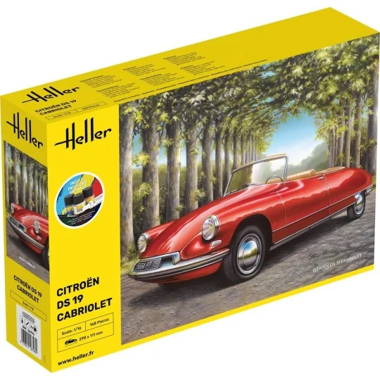 Citroën DS 19 Cabriolet 1/16 Heller + colle et peintures Heller HEL-56796 - 1 HEL-56796-Citroën DS 19 Cabriolet 1/16 Heller + colle et peintures - HEL-56796