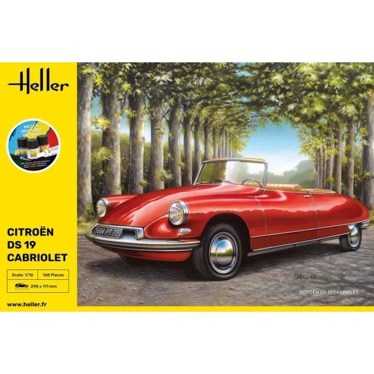 Citroën DS 19 Cabriolet 1/16 Heller + colle et peintures Heller HEL-56796 - 2 HEL-56796-Citroën DS 19 Cabriolet 1/16 Heller + colle et peintures - HEL-56796