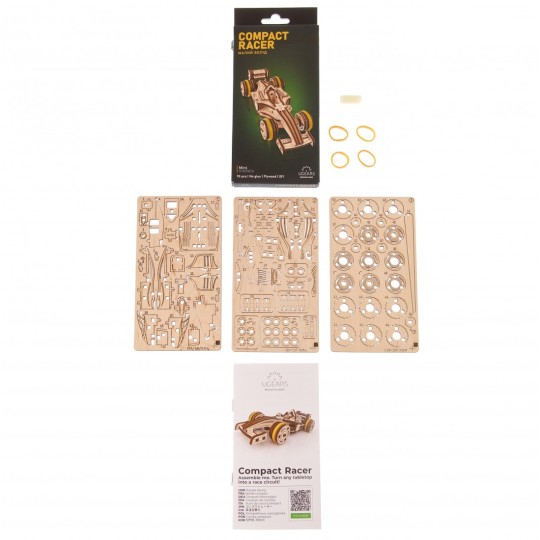 Compact Racer Puzzle 3D Wood UGEARS UGEARS UG-70252 - 4 UG-70252-Compact Racer Puzzle 3D Wood UGEARS - UG-70252