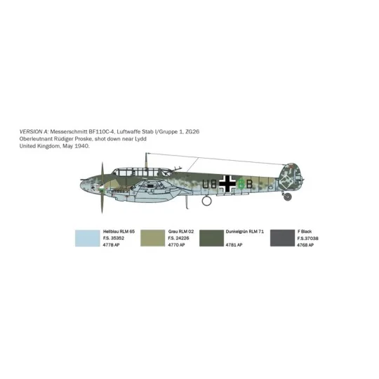 I049-Avion Messerschmitt BF110C-3/C-4 1/72 Italeri - I049