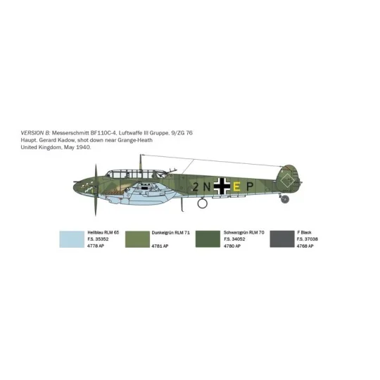 I049-Avion Messerschmitt BF110C-3/C-4 1/72 Italeri - I049
