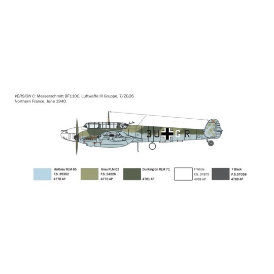 Messerschmitt BF110C-3/C-4 1/72 Italeri aircraft Italeri I049 - 5 I049-Messerschmitt BF110C-3/C-4 1/72 Italeri aircraft - I049