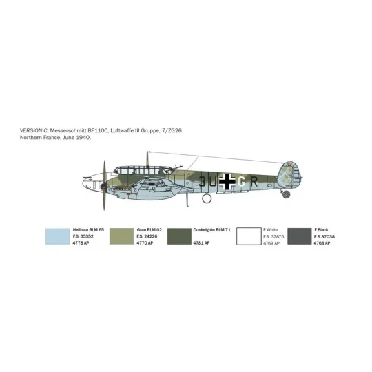 I049-Messerschmitt BF110C-3/C-4 1/72 Italeri aircraft - I049
