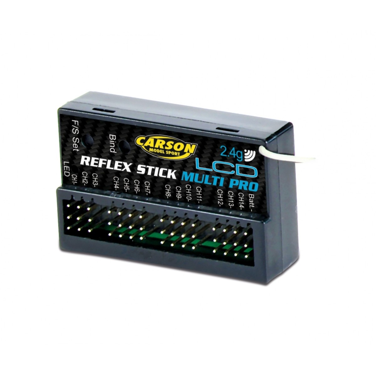 Carson 14-channel Reflex Stick Multi Pro LCD 2.4 - 2.4Ghz receiver Carson 500501544 - 1 Carson 14-channel Reflex Stick Multi Pro LCD 2.4 - 2.4Ghz receiver Carson 500501544 - 1