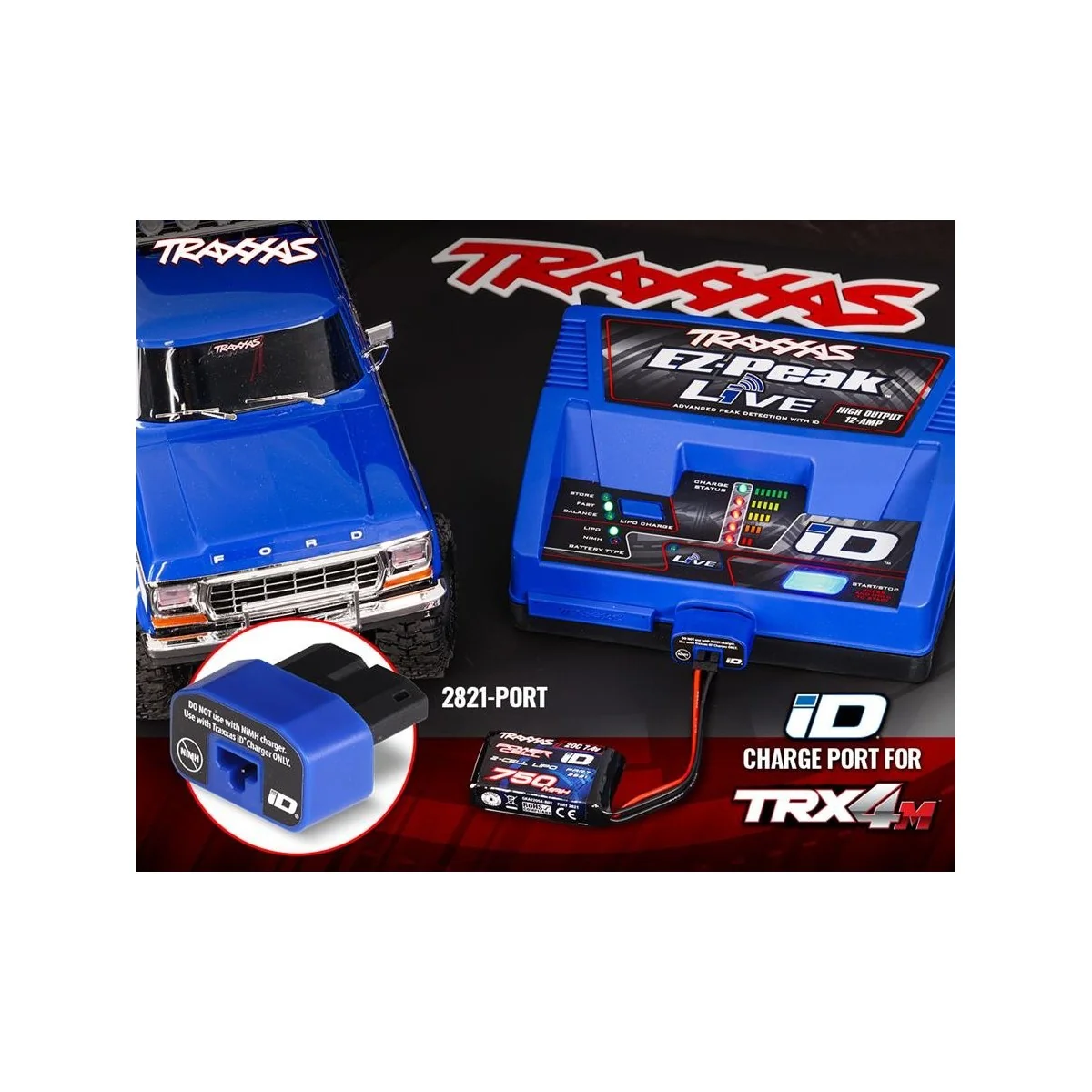 Adaptateur Batterie TRX-4M pour chargeur Traxxas iD Traxxas TRX-2821-PORT - 2