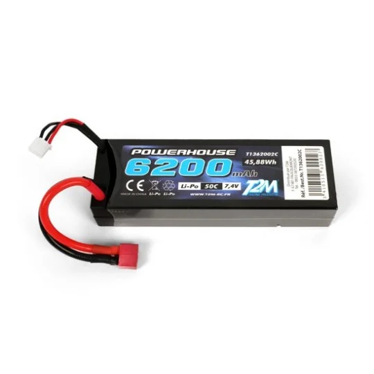 T1362002C-Li-Po 2S 7.4V 6200mAh 50C Shell (Dean) T2M