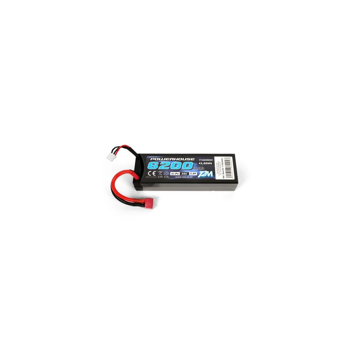 Li-Po 2S 7.4V 6200mAh 50C Shell (Dean) T2M T2M T1362002C - 1 Li-Po 2S 7.4V 6200mAh 50C Shell (Dean) T2M T2M T1362002C - 1