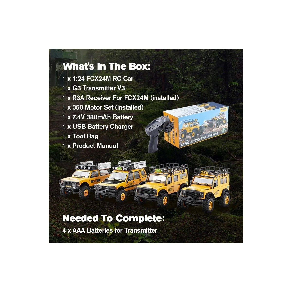 FCX24M Land Rover Defender 90 Camel Trophy 1/24 RTR FMS FMS Model FMS12491RTRYL - 4