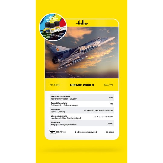 HEL-56303-Mirage 2000 C 1/72 Heller + glue and paints