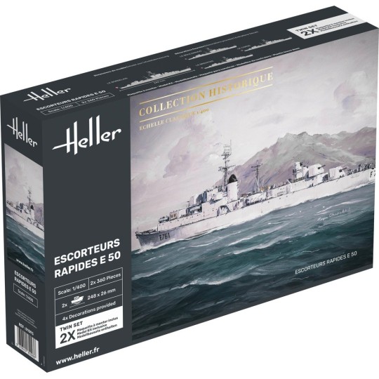 HEL-81093-Boats Set of 2 Fast Escorts E 50 Historical Collection 1/400 Heller