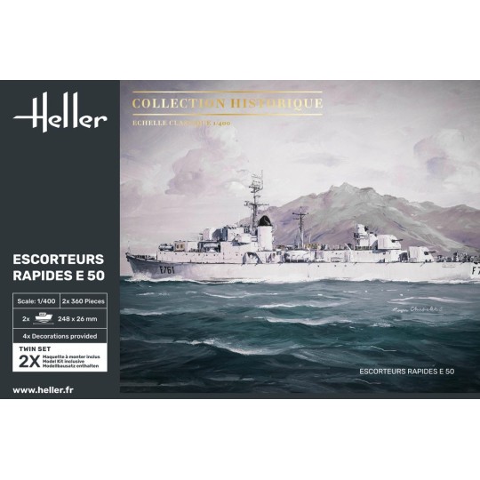 HEL-81093-Bateaux Set de 2 Escorteurs Rapides E 50 Collection Historique 1/400 Heller - HEL-81093