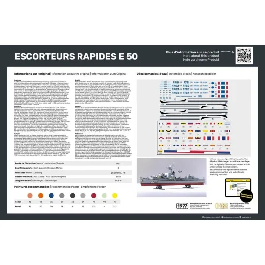 HEL-81093-Bateaux Set de 2 Escorteurs Rapides E 50 Collection Historique 1/400 Heller