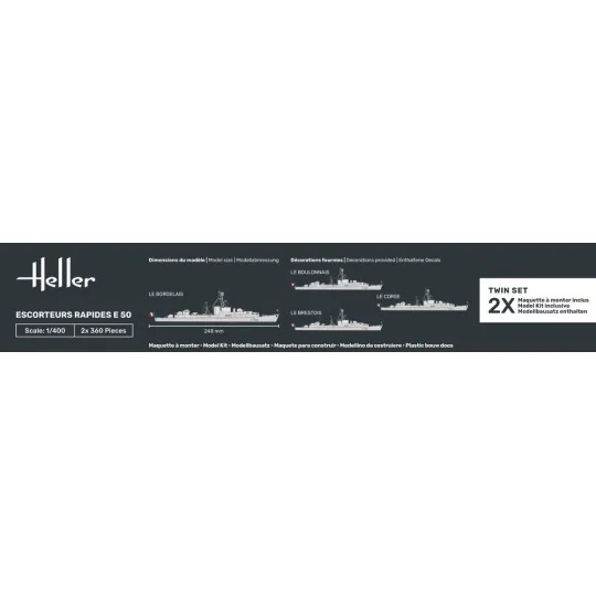 HEL-81093-Boats Set of 2 Fast Escorts E 50 Historical Collection 1/400 Heller