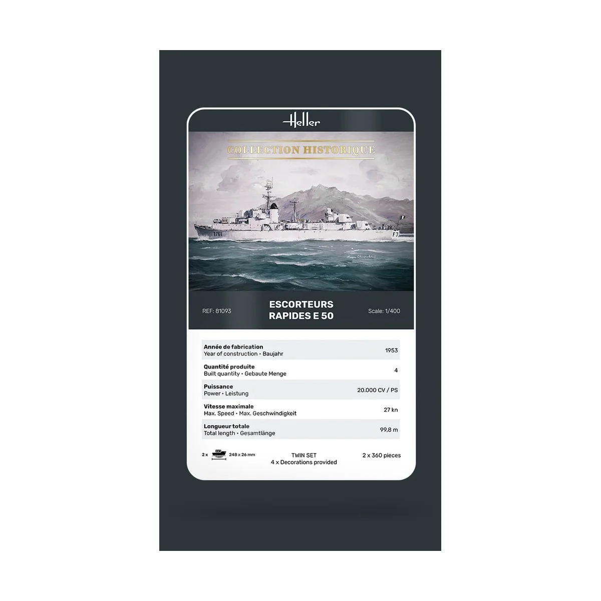 Boats Set of 2 Fast Escorts E 50 Historical Collection 1/400 Heller Heller HEL-81093 - 6