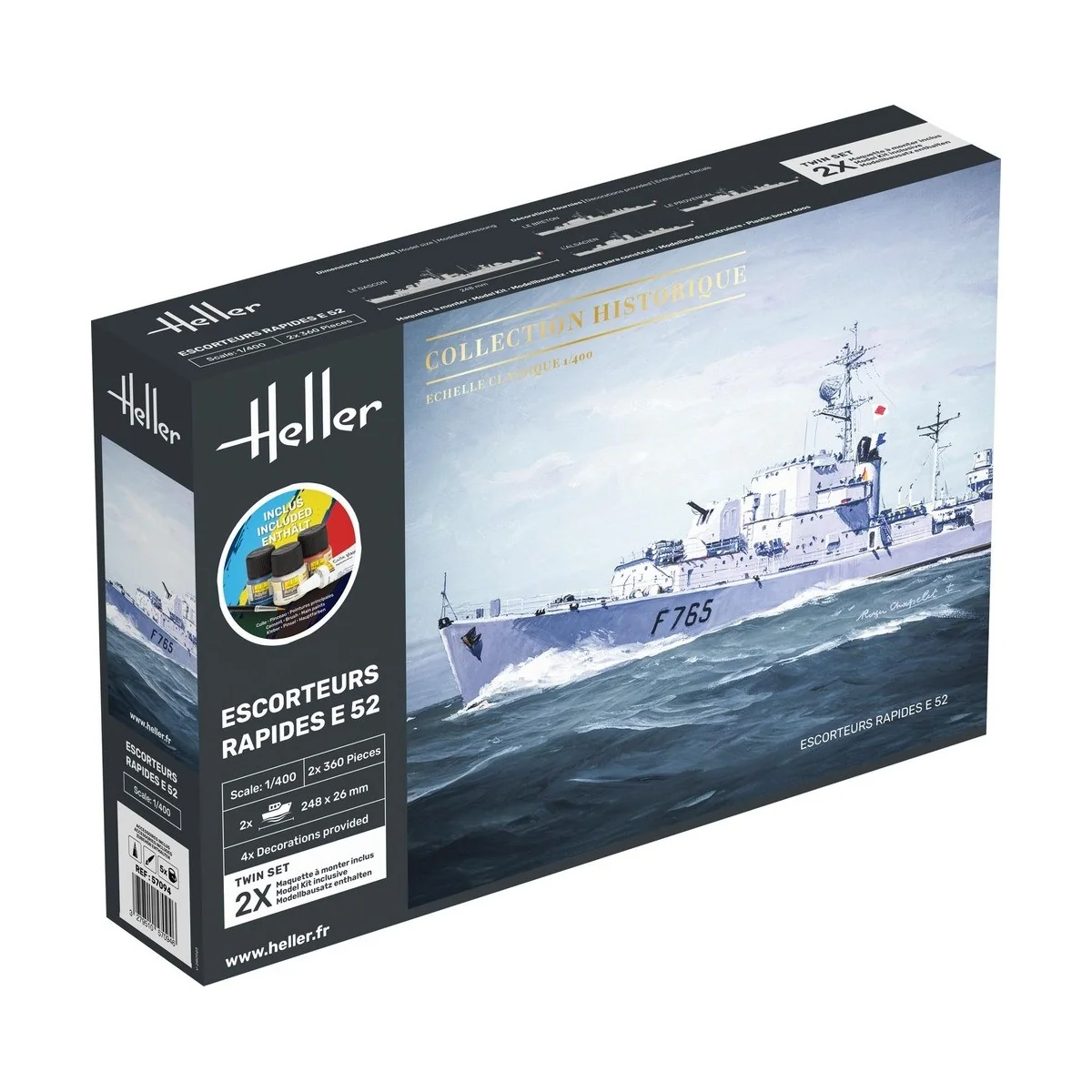 Bateaux Set de 2 Escorteurs Rapides E 52 1/400 Heller + colle et peintures Heller HEL-57094 - 1