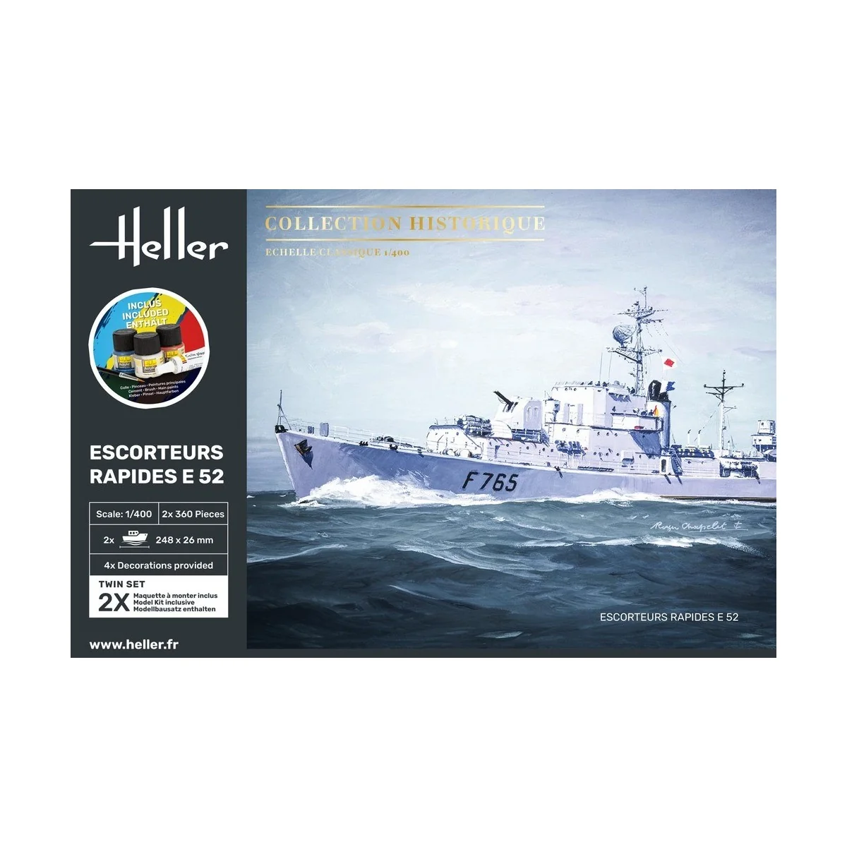 Bateaux Set de 2 Escorteurs Rapides E 52 1/400 Heller + colle et peintures Heller HEL-57094 - 2