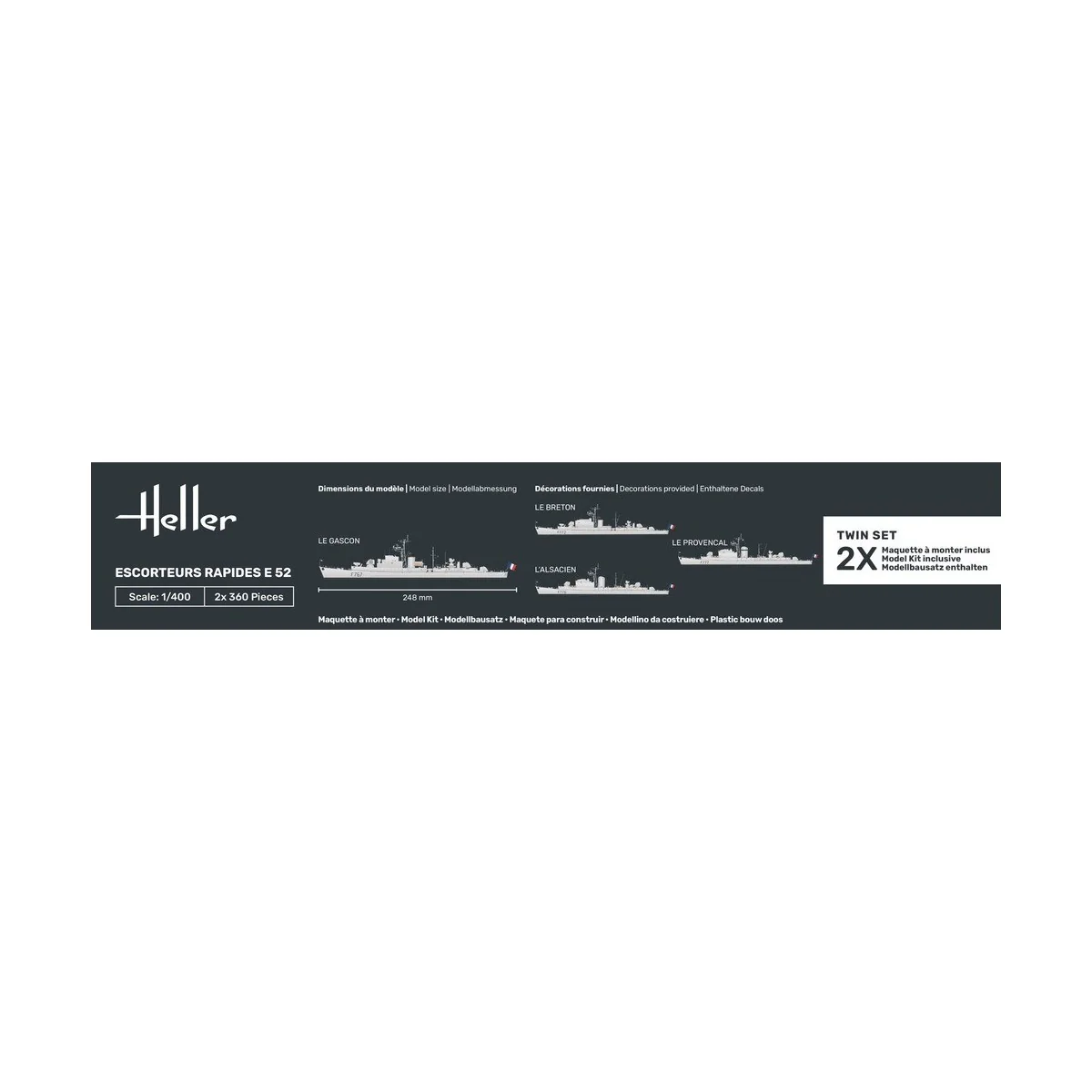 Boats Set of 2 Fast Escorts E 52 Collection Historique 1/400 Heller + glue and paints Heller HEL-57094 - 4 Boats Set of 2 Fast Escorts E 52 Collection Historique 1/400 Heller + glue and paints Heller HEL-57094 - 4