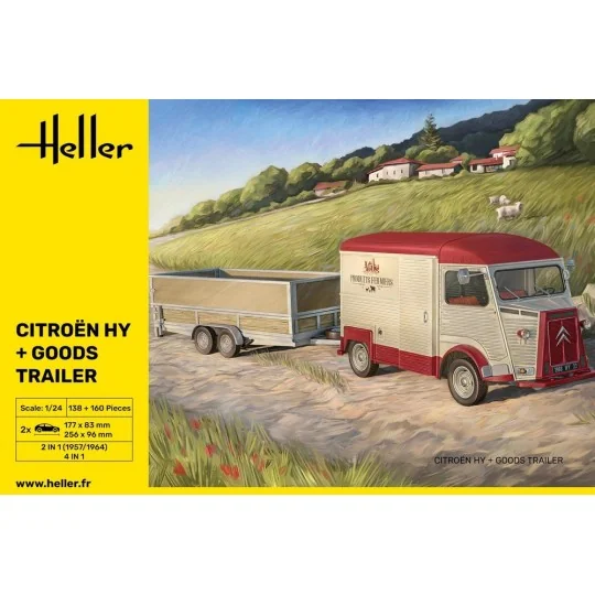 HEL-50331-Citroën HY + 1/24 Heller trailer