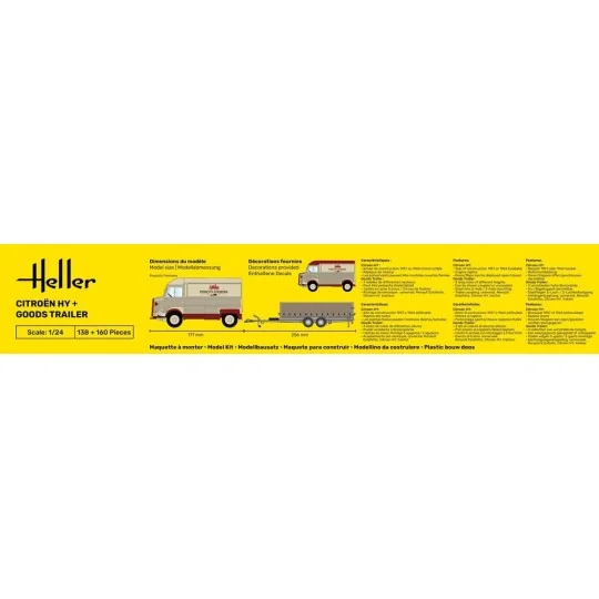 HEL-50331-Citroën HY + remorque 1/24 Heller