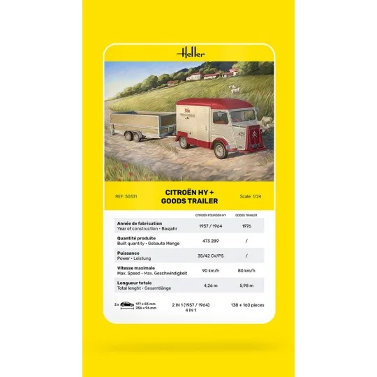 Citroën HY + remorque 1/24 Heller Heller HEL-50331 - 5 HEL-50331-Citroën HY + remorque 1/24 Heller - HEL-50331