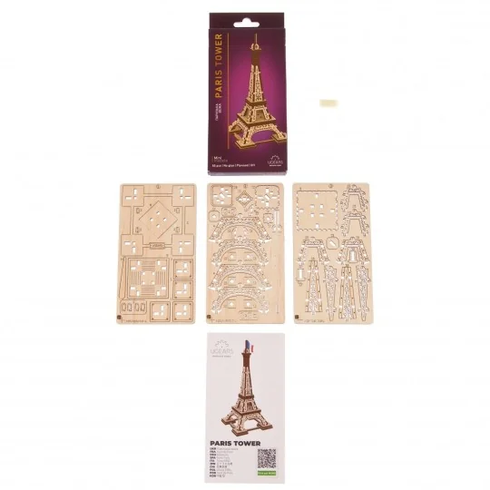 Paris Eiffel Tower 3D Wood Puzzle UGEARS UGEARS UG-70249 - 4 UG-70249-Paris Eiffel Tower 3D Wood Puzzle UGEARS - UG-70249