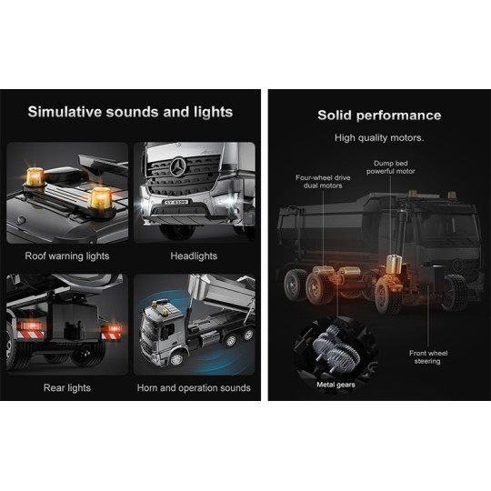 T805-Mercedes Benz Arocs RC Dump Truck - T2M