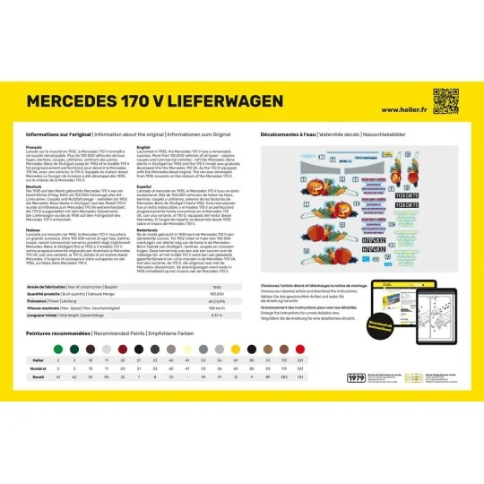 Mercedes 170 V Lieferwagen 1/24 Heller Heller HEL-80736 - 4 HEL-80736-Mercedes 170 V Lieferwagen 1/24 Heller - HEL-80736