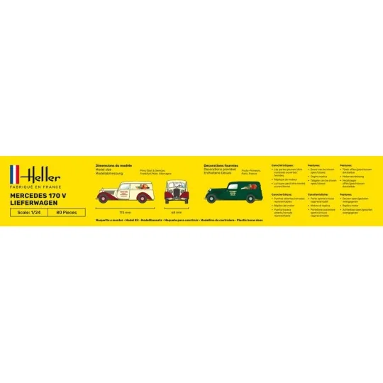 Mercedes 170 V Lieferwagen 1/24 Heller Heller HEL-80736 - 5 HEL-80736-Mercedes 170 V Lieferwagen 1/24 Heller - HEL-80736