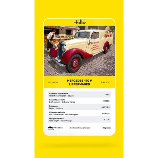 HEL-80736-Mercedes 170 V Lieferwagen 1/24 Heller