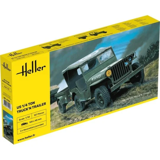 HEL-81105-Véhicule US 1/4 Ton Truck'n Trailer 1/35 Heller - HEL-81105