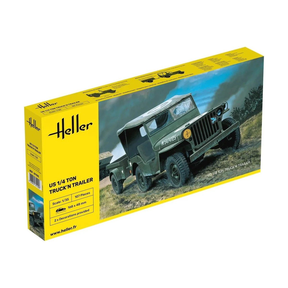 US Vehicle 1/4 Ton Truck'n Trailer 1/35 Heller Heller HEL-81105 - 1 US Vehicle 1/4 Ton Truck'n Trailer 1/35 Heller Heller HEL-81105 - 1