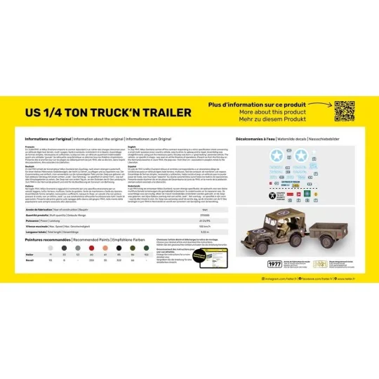 HEL-81105-Véhicule US 1/4 Ton Truck'n Trailer 1/35 Heller - HEL-81105