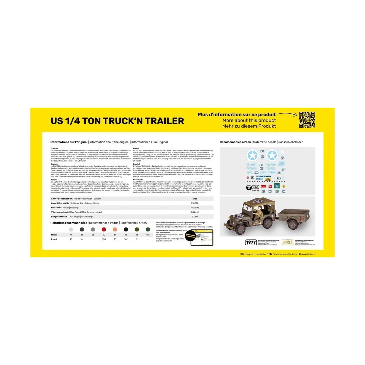 US Vehicle 1/4 Ton Truck'n Trailer 1/35 Heller Heller HEL-81105 - 2 US Vehicle 1/4 Ton Truck'n Trailer 1/35 Heller Heller HEL-81105 - 2