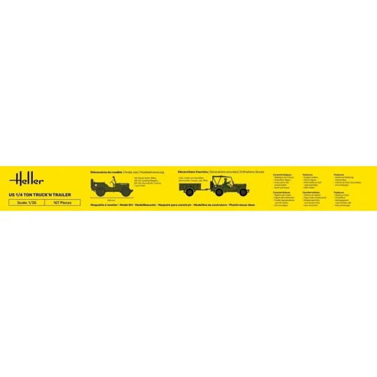 HEL-81105-Véhicule US 1/4 Ton Truck'n Trailer 1/35 Heller - HEL-81105