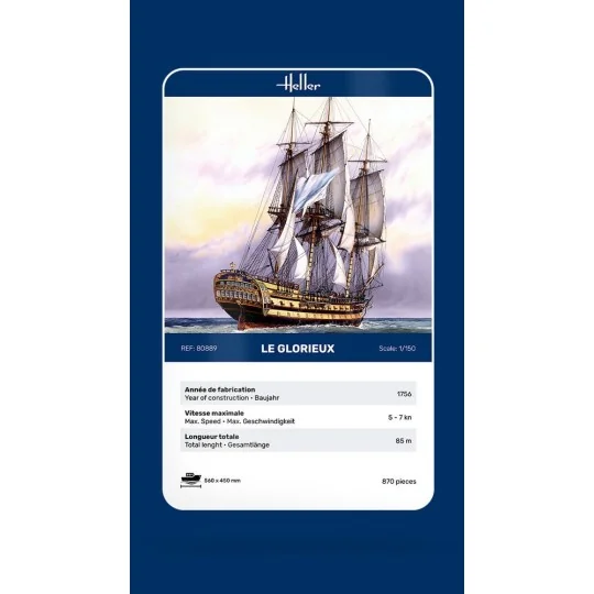 HEL-80889-Boat Le Glorieux 1/150 Heller