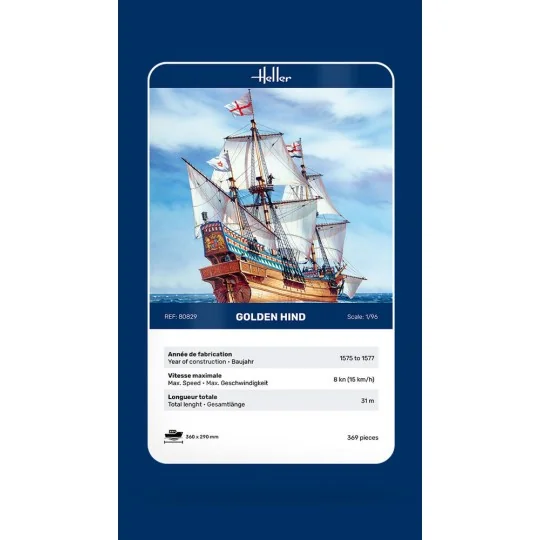 HEL-80829-Bateau Golden Hind 1/96 Heller