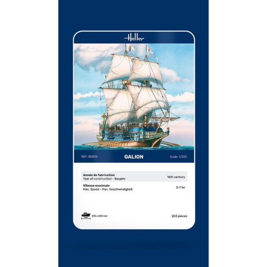 HEL-80835-Boat Galleon 1/200 Heller