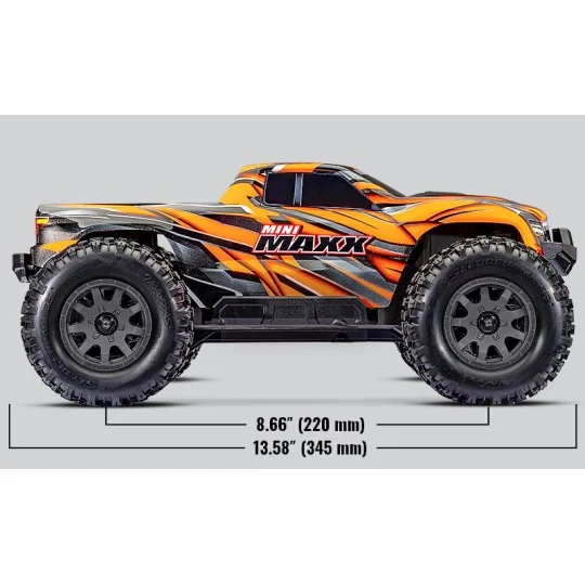 TRX-107154-1-Mini MAXX BL-2S 4WD 1/16 2.4Ghz + Traxxas battery / charger - TRX-107154-1