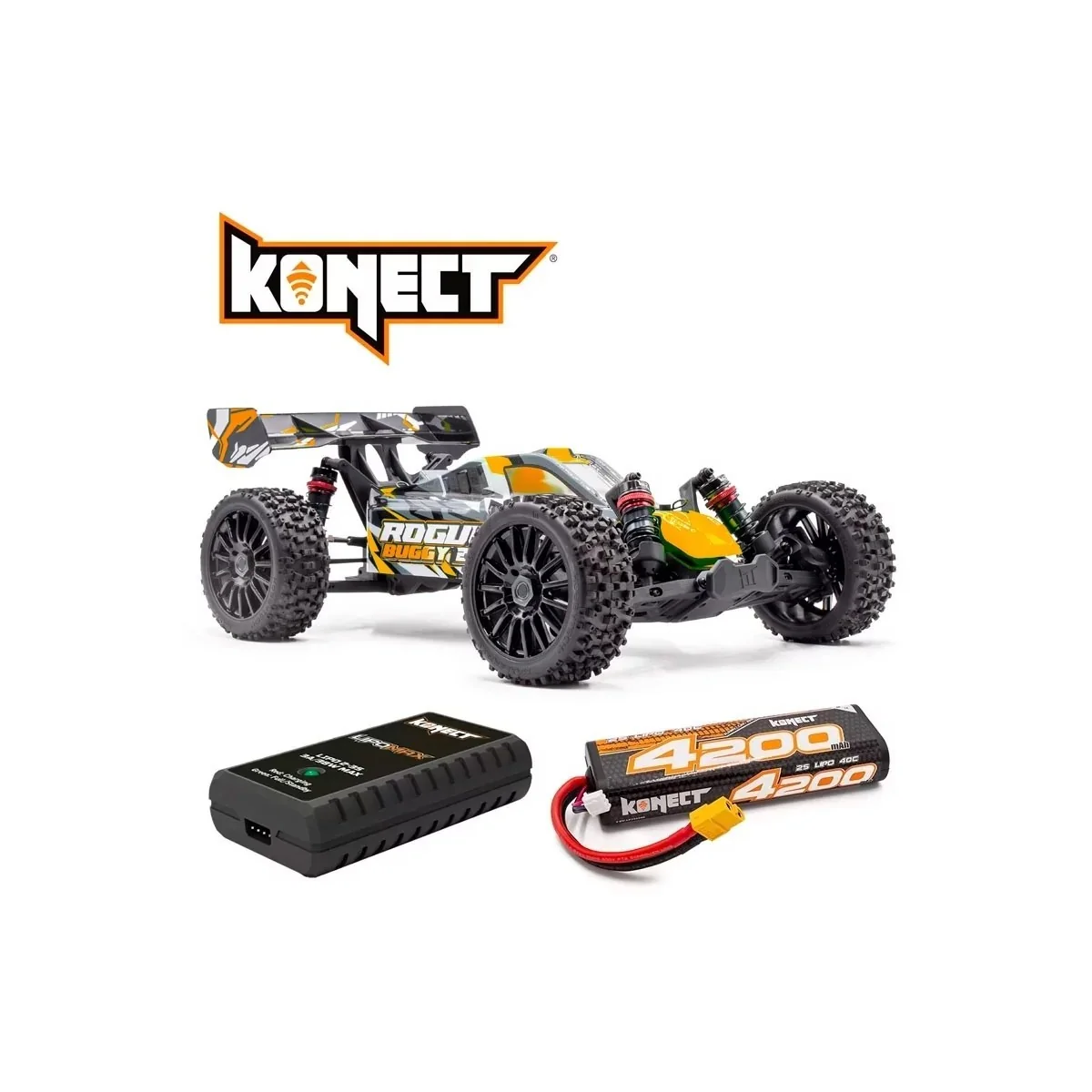 Rogue Buggy Brushless Yellow 1/10 RTR + Lipo/Charger Combo HobbyTech Hobbytech 1.ROGB.V2-XX-PACK - 10 Rogue Buggy Brushless Yellow 1/10 RTR + Lipo/Charger Combo HobbyTech Hobbytech 1.ROGB.V2-XX-PACK - 10
